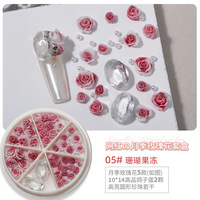 Vente chaude camélia 3d fleur rose diamant ovale pierres accessoires perle nail art résine fleurs pour ongles décoration fournitures