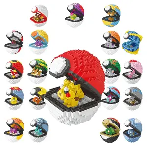 2023 Best Selling 20 Diferentes Pokemoner Ball Plastic Nano Tijolo Construção Bloqueio Micro Bloco Crianças 3d Building Blocks