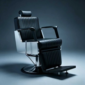 Fauteuil de barbier moderne en cuir avec réglage en hauteur, rotation à 360 degrés, élévateur hydraulique, design pliable pour usage commercial en salon - Product Image 4