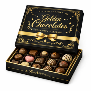 Chocolats de la plus haute qualité, sélection exquise, boîte cadeau en papier artistique - Design floral, <span class=keywords><strong>chocolat</strong></span> gastronomique de luxe avec feuille d'or pour <span class=keywords><strong>mariage</strong></span> - Product Image 3