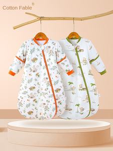 Saco de dormir transpirable con patrón de dibujos animados de algodón 100% acolchado para bebé, bata de manga desmontable antigolpes para invierno - Product Image 6