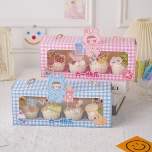 Cajón de rejilla para cupcakes, donut, tiramisú, rollo de toalla, caja de pastel para mascotas, caja de postre rectangular con cuerda dorada - Product Image 4