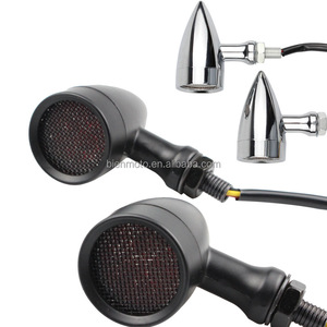 1pair Retro <strong>Bullet</strong> Black Grid Motorcycle <strong>Turn</strong> <strong>Signal</strong> Light <strong>LED</strong> Brake Light Metal Shell Blinkers Flashers for <strong>Harley</strong> Honda Yamaha