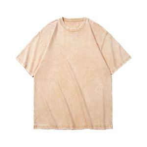 เสื้อยืดวินเทจผ้าฝ้ายโอเวอร์ไซส์ผ้าไหมสีทึบพิมพ์สกรีน100% สำหรับผู้ชายซักได้ TKAN97D โลโก้ - Product Image 2