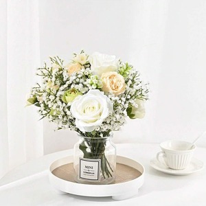 Ramo de Flores Artificiales Blancas para Boda, Decoración de Plantas Verdes para Interiores y Exteriores, Venta al por Mayor - Product Image 6