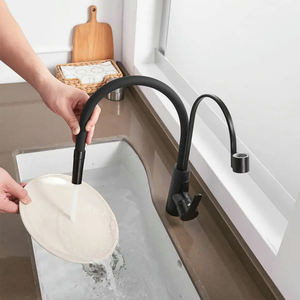 SANIPRO nouveau Style laiton chaud et froid évier de cuisine mitigeur robinets <span class=keywords><strong>noir</strong></span> Gel de silice tuyau <span class=keywords><strong>poser</strong></span> robinet d'eau rotatif - Product Image 3