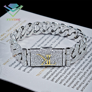 Pulsera cubana personalizada con diamantes cultivados en laboratorio, certificado IGI, claridad VVS1/VS1, plata de ley 925, chapada en rodio blanco, regalo estilo hip-hop. - Product Image 3