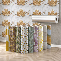 Papier peint en mousse auto-adhésif pour salons et hôtels, avec un motif floral en feuille d'or et une décoration murale imperméable