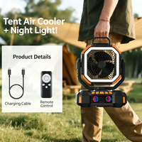 Ventilateur de camping portable oscillant avec batterie 40000mAh, rechargeable par USB, 4 vitesses, télécommande, ventilateurs de tente d'extérieur avec lumière nocturne