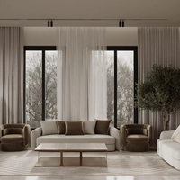 Ensemble de meubles de luxe modernes pour grande pièce de villa, package complet de mobilier de salon à concept ouvert, canapé sectionnel avec chargement USB intégré
