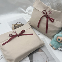 Sac de couverture d'enveloppe en sergé de coton beige imprimé de logo personnalisé réutilisable cadeau bébé vêtements chaussures pochette anti-poussière 100% coton sac à poussière