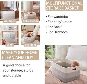 22&quot;x17&quot;x12&quot;<strong>Large</strong> Blanket <strong>Basket</strong>, Rectangle Woven <strong>Baskets</strong> For <strong>Storage</strong>, Nursery Blanket <strong>Basket</strong> Living Room, Toy <strong>Basket</strong> With Handle - Product Image 5