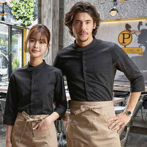 Vêtements <span class=keywords><strong>de</strong></span> travail <span class=keywords><strong>de</strong></span> <span class=keywords><strong>cuisine</strong></span> occidentale à manches courtes respirants pour hommes et femmes, uniforme simple pour serveurs <span class=keywords><strong>de</strong></span> restaurant et <span class=keywords><strong>de</strong></span> bar, restauration - Product Image 3
