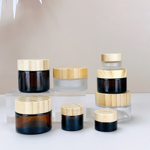 30 g Frosted Glass <b>Jar</b> With Wooden Lid Cosmetic Container 1 oz <b>Empty</b> Glass <b>Jars</b> 30 ml Glass <b>Jar</b> With Bamboo Lid for Face Cream - Product Image 5