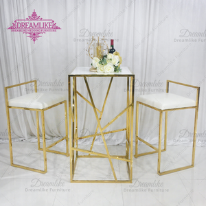 Petite table de bar Offre Spéciale en acier inoxydable doré avec plateau en acrylique blanc Design moderne pour la maison ou le <span class=keywords><strong>restaurant</strong></span> pour les banquets d'hôtel - Product Image 3