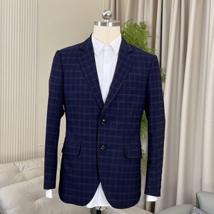 Completo Tre Pezzi Classico Blu a Quadri di Alta Qualità all'Ingrosso, Abiti Slim Fit Italiani <span class=keywords><strong>Color</strong></span> Vino per Uomo o Donna - Product Image 1
