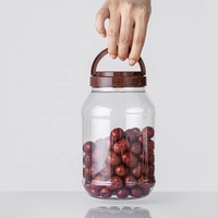 Pot de conservation alimentaire en plastique PET transparent 1280ml 1650ml, récipient pour noix, fruits secs, en-cas avec couvercle à poignée pour l'emballage alimentaire