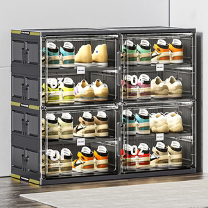 Moderno FCJ plastica pieghevole scarpiera scatola trasparente materiale PP Organizer Box per uso bagno
