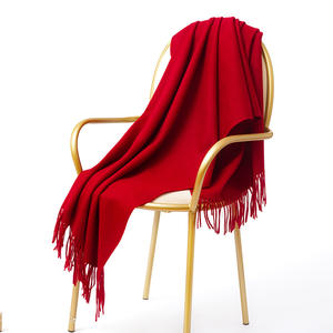 Jxwatcher Écharpe d'hiver en <span class=keywords><strong>laine</strong></span> avec logo brodé personnalisé pour femmes, étoles de couleur unie, châles en pure <span class=keywords><strong>laine</strong></span> tissés avec pompon, poncho 100% <span class=keywords><strong>laine</strong></span> - Product Image 2