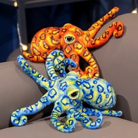 Peluche pieuvre réaliste à anneaux bleus, tentacules pliables, animal marin en peluche, cadeau en gros