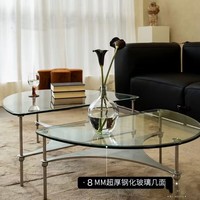 Table basse en verre trempé et acier inoxydable de luxe, design industriel, haute qualité, pour la maison et la salle à manger (vente en gros)