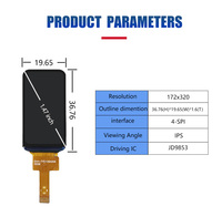 Modul LCD TFT IPS 1,47 Inci Resolusi 172x320 dengan Antarmuka SPI 4 Jalur dan IC Penggerak JD9853