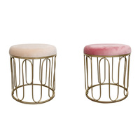 Tabouret rond en velours arc-en-ciel, repose-pied, avec doublure en fil métallique doré, style nordique, siège supplémentaire