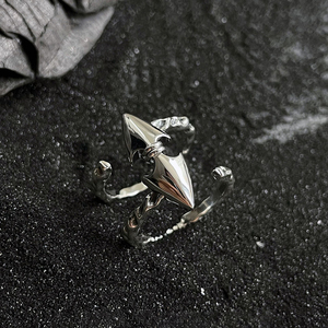 Y2k Style Rivet Tip Lava Textura Ajustável Anel Aberto Para Mulheres Homens Teen Girls <span class=keywords><strong>Gothic</strong></span> <span class=keywords><strong>Punk</strong></span> - Product Image 1