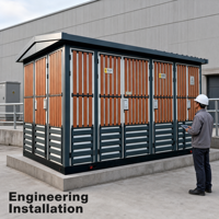 Boîtier de transformateur de distribution extérieur préfabriqué haute tension combiné, type sur mesure, 60Hz, 315kVA, 630kVA