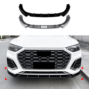 Audi Q5 FY Sline Front Bumper Lip Splitter 2020-2024 Piano Black Carbon Fiber Texture Exterior Modification - Product Image 1