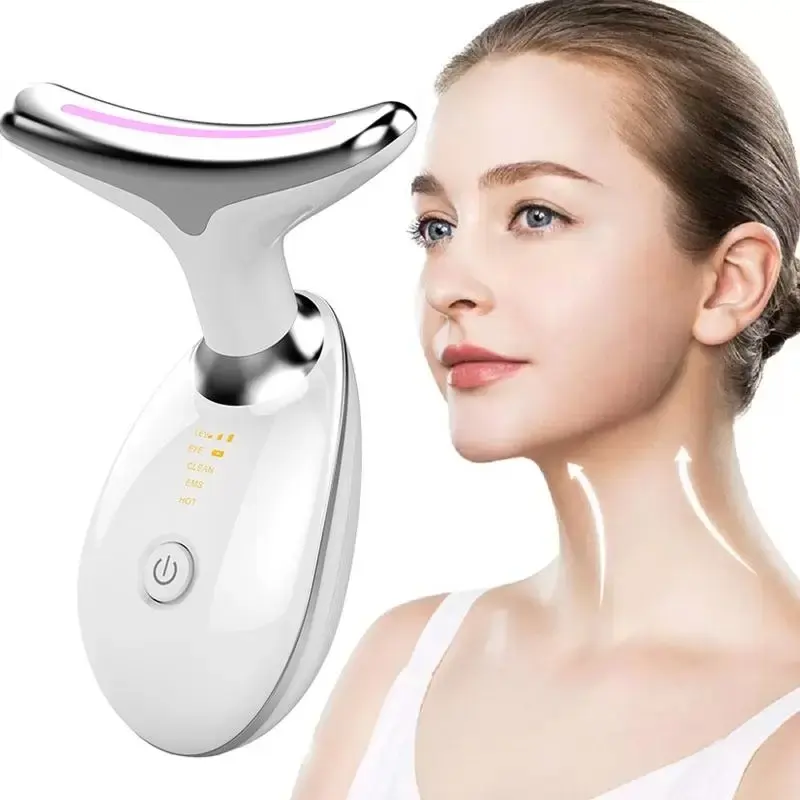 Custom Ems Face Neck Massager Double Chin Vibration Facial Tightening Anti Aging Anti Wrinkle Device Red Light Therapy for Face