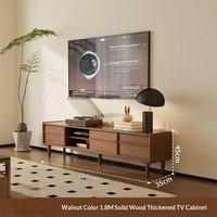 Meuble TV moderne en bois massif couleur noyer, console multimédia pour salon et salle à manger, centre de divertissement écologique