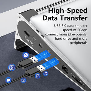 Base de Conexión 7 en 1 de Aluminio con <span class=keywords><strong>USB</strong></span> <span class=keywords><strong>C</strong></span> a HDTV, RJ45, SD, TF, Hub <span class=keywords><strong>USB</strong></span> 3.0 de 5 Gbps, Hub USB3.0 PD de 7 Puertos con Soporte Portátil para Laptop - Product Image 3