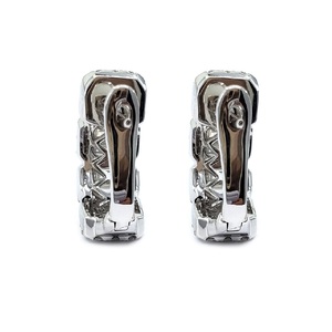 Fine Vintage Design Haute Qualité 18k Solide Or Blanc Réel Diamant Baguette Détaillée Huggie Boucles D'oreilles Pour Petite Amie Cadeau - Product Image 3