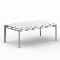 Table basse moderne en plastique imperméable non pliable T-030A, pour usage extérieur, design innovant, blanc, 39*21.5, garantie de 2 ans