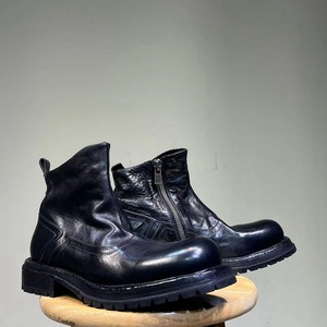 Botas Chelsea retro europeas y americanas con cremallera lateral, estilo desgastado, suela gruesa y punta ancha para hombre. - Product Image 4