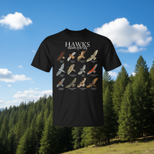 Camiseta Hawks Masters Of The Sky con diseño de especies de aves, color negro, para adultos, unisex - Product Image 3