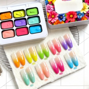 1 pièce Gel de peinture solide 9 couleurs pour ongles, dégradé brillant, pour la création et la décoration d'ongles, compatible UV et LED, DIY, populaire en été - Product Image 5