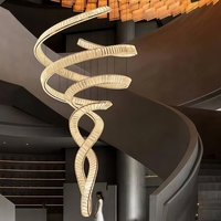 Lustre LED moderne en acier inoxydable pour hôtel, villa, restaurant, décoration intérieure de luxe, grand luminaire suspendu pour longues escaliers