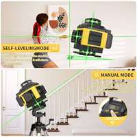 Niveau laser vert 4D 16 lignes à prix d'usine, auto-nivelant 360° horizontal et vertical avec trépied réglable, outil Nivel Laser