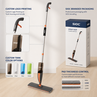 Serpillère à pulvérisation rechargeable avec réservoir transparent, nettoyage sans se pencher, hauteur 127 cm, tampon en microfibre lavable, pour la maison