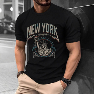 Verano 180 gramos 3D tela hombres Camiseta de manga corta Europa y Estados Unidos todas las camisetas sueltas casuales a juego - Product Image 3