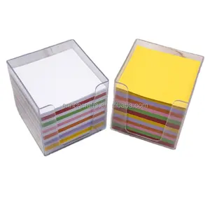Блок для записей европейского стандарта разных цветов, рекламный блок, полная печать без липкой бумаги в пластиковой коробке