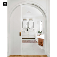 Porte coulissante de poche intérieure en bois avec kit de quincaillerie pour maisons Double porte cachée en bois pour cloison