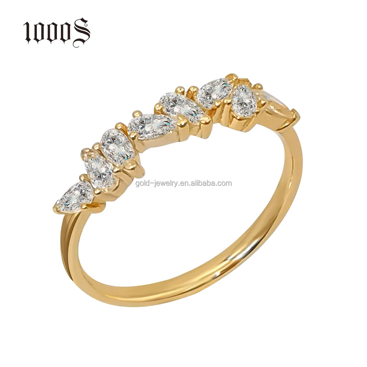 Einfaches Design Moissan ite Ringe AU585 14 Karat massives Gelbgold Ringe Hochzeit Verlobung Fingerring Custom ized Fine Jewelry