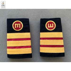 Epaulettes Bordadas de Encaje para Tripulación de la Marina Mercante, Capitán, Mate, Marinero, Uniformes, Hombreras 0-4, Barras Doradas y Blancas, Tela Vaquera - Product Image 3