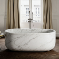 Baignoire moderne en marbre blanc de Carrare poli de luxe, étanche, garantie 1 an, pour salle de bain d'hôtel, escalier, évier extérieur, usage intérieur