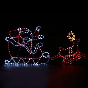 Lumière <span class=keywords><strong>de</strong></span> Noël en forme <span class=keywords><strong>de</strong></span> traîneau du Père Noël et <span class=keywords><strong>de</strong></span> rennes, imperméable, 2D, pour décoration <span class=keywords><strong>de</strong></span> Noël, motif lumineux en corde - Product Image 1