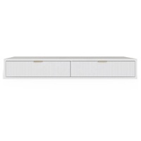 Coiffeuse murale blanche suspendue en bois pour chambre à coucher avec 2 tiroirs