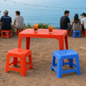 Modern Virgin PP Stackable <b>Stool</b> Set in Blue Red Purple for Home Courtyard Use 23x23x26cm Lightweight Durable Furniture - Product Image 5
